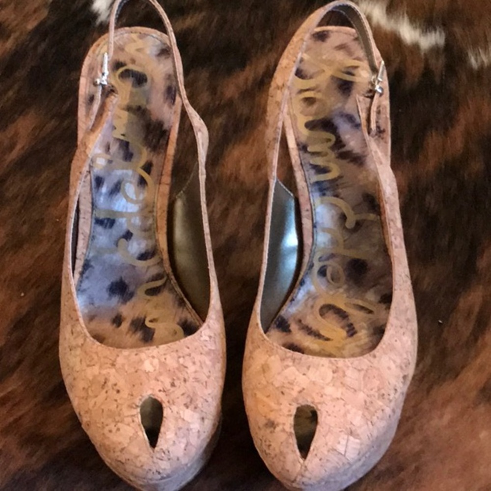 New Sam Edelman Novato Cork Platform Heel Pump - Picture 6 of 7
